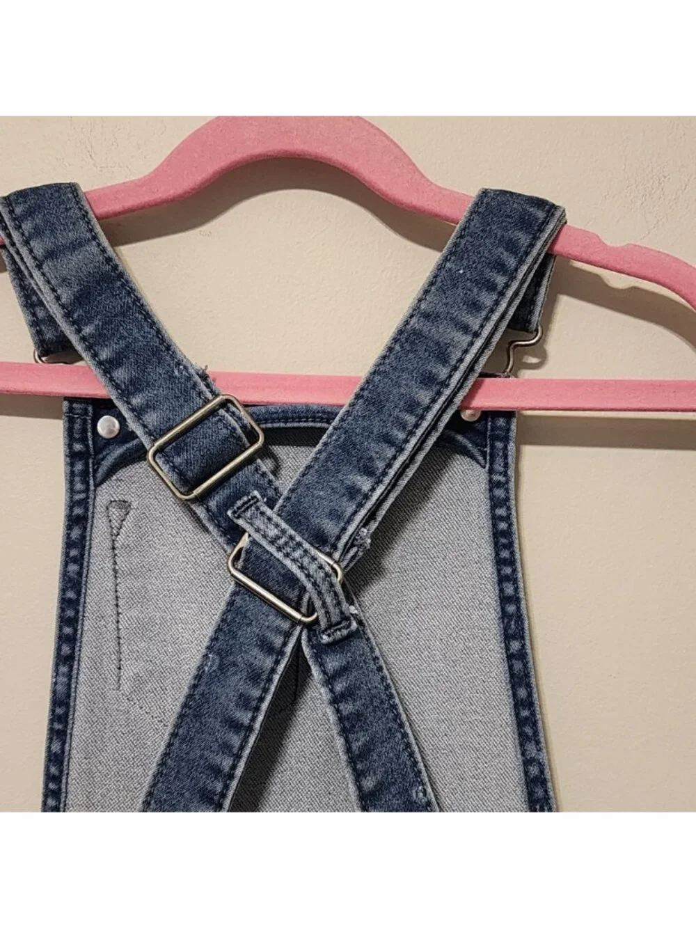 Cat and Jack denim overalls jumper sz 7-8 girl blue stretch